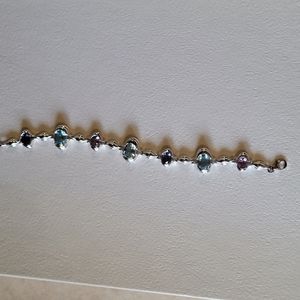SS amethyst and blue topaz bracelet